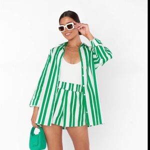 Show Me Your MuMu Green and White Striped Swim Coverup